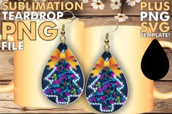 Joyful Teardrop Earrings GIFT PNG, Neon Xmas Product Image 1