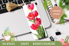Printable Pink Tulips Bookmark Design, Flowers Bookmark Product Image 1