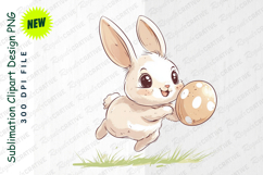 Cute Easter Bunny Carrying A Decorated Egg Clipart Product Image 1