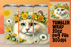VIBRANT 20oz Tumbler Wrap PNG , Cute Cat Product Image 1