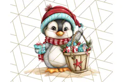 Christmas Penguins The Beach Clipart PNG, Tropical Holiday Product Image 3