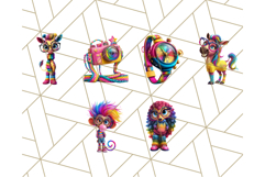 Funky Safari Animals PNG Clipart With Rainbow Hair, Cute Png Product Image 7
