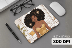Afro Girl / Woman braided hair Mouse Pad, Black Queen PNG Product Image 1