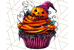 Halloween Cupcake PNG Clipart with Witch Hats and Ghosts Product Image 3