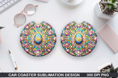 Bright Egg Car coaster sublimation, Easter Coaster PNG Product Image 1