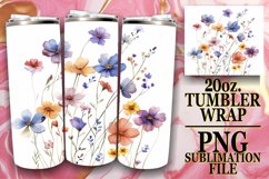 15x Watercolor Meadow Tumbler Wrap 20oz Bundle PNG, Spring Product Image 2