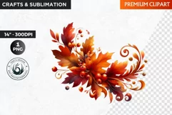 Autumn Leaves clipart, wreath clipart, Autumn sublimation Product Image 1