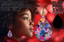 Sublimation Treasures: Teardrop Floral Earring Product Image 1