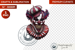 Horrific Evil Clown Clipart - Halloween Creepy Circus PNG Product Image 1