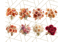 Fall Flower Bouquets Clipart PNG, Autumn Floral Clip Art Product Image 3