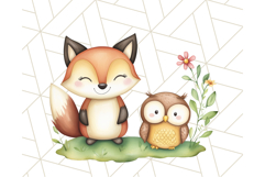 Cute Animal Friends Clipart PNG, Whimsical Spring Animal Duo Product Image 3