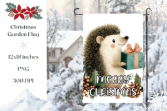 Cartoon Christmas Hedgehog Garden Flag, Cute Garden Flag PNG Product Image 1