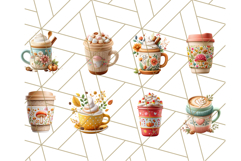 Fall Coffee Cup Clipart PNG, Autumn Mugs, Cozy Drinks Png Product Image 3