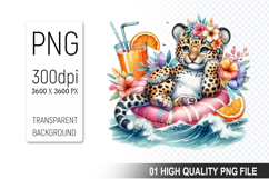 Summer Cute Tiger Clipart PNG | Summer Digital Download Product Image 1
