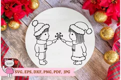 Christmas design svg, Cute kids in santa hat, Hand draw Product Image 3