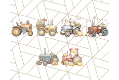 Fall Tractor Clipart PNG, Vintage Tractors With Pumpkins Product Image 7