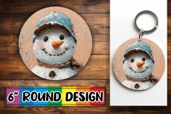 Snowman Round Design Keychain Sublimation Cute Christmas Product Image 1