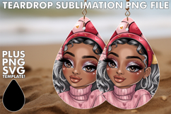 LUMINOUS Teardrop Earrings GIFT PNG, Afro Girl Product Image 1