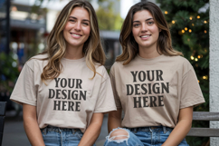 Christmas Bella Canvas 3001 Red and Kelly Green Shirt Mockup Product Image 1