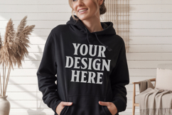 Black Gildan 18500 Hoodie Sweatshirt Mockup, 185 mock up Product Image 1