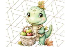 Fall Dinosaur PNG Clipart with Autumn Elements, Cute Dino Product Image 3