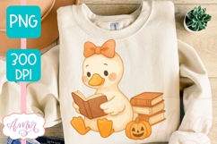 Book lover PNG design, Fall duck reading PNG design Product Image 2