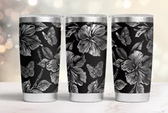 20oz Tumbler laser svg Hibiscus wrap|Tropic Flowers pattern Product Image 4