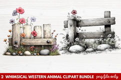 2 Whimsical Western Animal Clipart | Cute Cowboy Animals PNG Product Image 1
