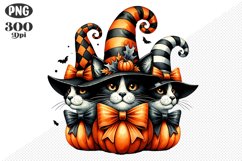 Halloween Cat And Pumpkin Sublimation - Clipart PNG Design Product Image 1