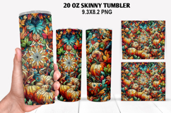 Pumpkins Skinny Tumbler 20oz Wrap Design, Halloween Tumbler Product Image 1