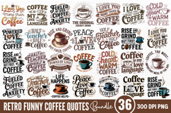 Retro Funny Coffee Quotes Sublimation Bundle PNG Product Image 1