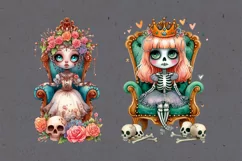 Watercolor Zombie Princess. PNG sublimation Product Image 3