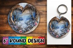 Holiday Round Design 3D Heart Frame Sublimation PNG Product Image 1