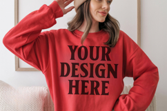 Cardinal Red Gildan 18500 Hoodie Mockup, G18000 Hoodie Model Product Image 1