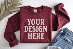 Cardinal Red Gildan 18000 Folded Flat Lay Mockups Product Image 1