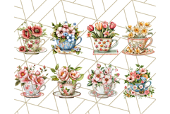 Vintage Floral Teacup Clipart PNG, Blooming Teacups Clip Art Product Image 3