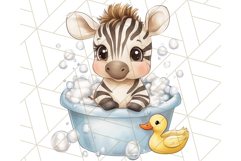 Safari Animal Babies in Bubble Baths, Cute Jungle Animal PNG Product Image 3