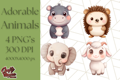 Cute Animal Clipart, Adorable Animal PNG Product Image 1