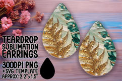 Unique Teardrop Earrings Sublimation Design , 3D Flower Product Image 1