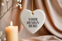 Christmas Love Heart Ornament Mockup | Holiday Hanging Product Image 1