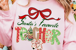 Santa&#039;s Favorite Teacher Png, Preppy Christmas Teacher Png Product Image 2