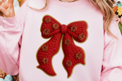 Valentine's Day Faux Knit Rose Bow PNG Product Image 3