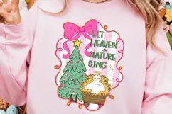 Preppy Coquette Let Heaven & Nature Sing png, Christmas Png Product Image 1