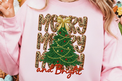 Leopard Merry and Bright Png, Leopard Christmas Png Product Image 1
