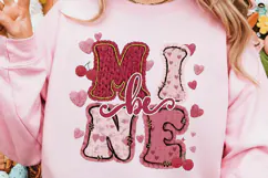 Faux Knitted Yarn Texture Be Mine Valentine PNG Product Image 3