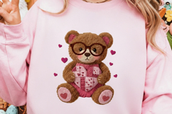 Faux Yarn Valentine's Day Teddy Bear Png, Coquette Valentine Product Image 1