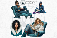 Cosy Winter Aurora Girls Clipart, Fashion Girl PNG Product Image 11