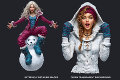 Cosy Winter Aurora Girls Clipart, Fashion Girl PNG Product Image 3