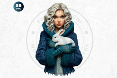 Cosy Winter Aurora Girls Clipart, Fashion Girl PNG Product Image 5