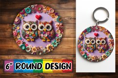 Lively Owl : Cheerful 3D Sub Print Round, Keychain Product Image 1